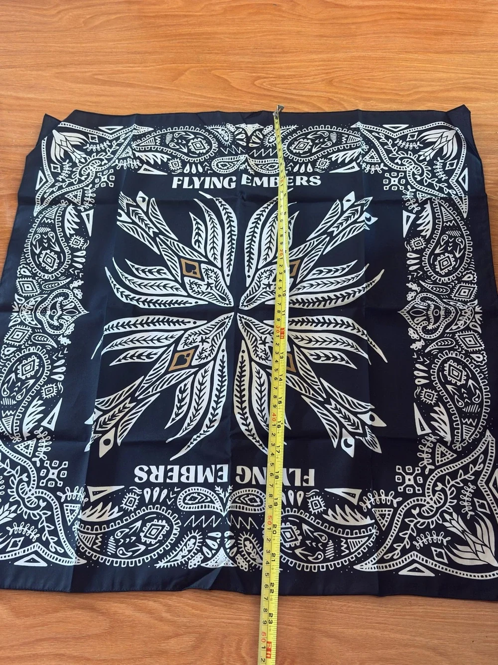 Never Use Flying Embers Black Bandana Paisley Print Bandana Scarf-22”x22”